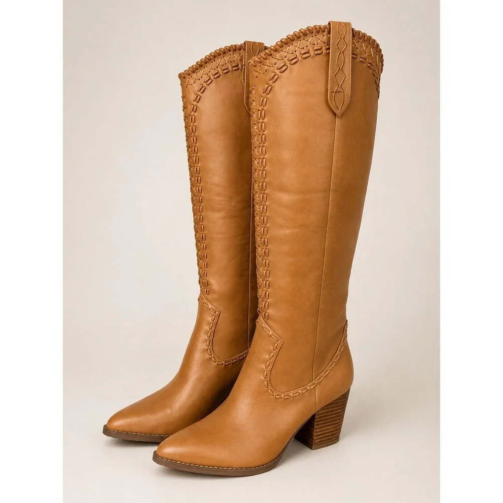Show Me Your Mumu x Billini Finley Western Boots Camel Whipstitch Size 8